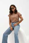 T-shirt damski mokka La vie est belle Cocomore rozmiar S