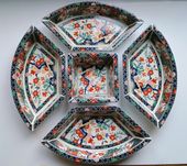 Japoński zestaw porcelanowy do serwowania przekąsek, vintage