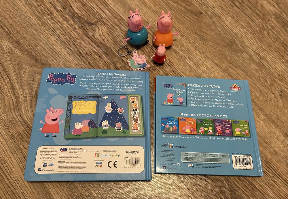 Świnka Peppa figurki książki z magnesami plyta DVD z bajką