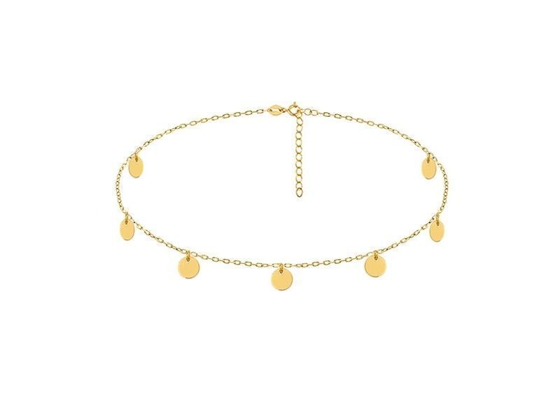 Pozłacany Naszyjnik Choker Kółka Circle Srebro 925 R0117N_G