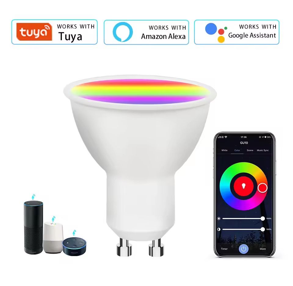 Smart WiFi led лампа GU10 RGB Tuya