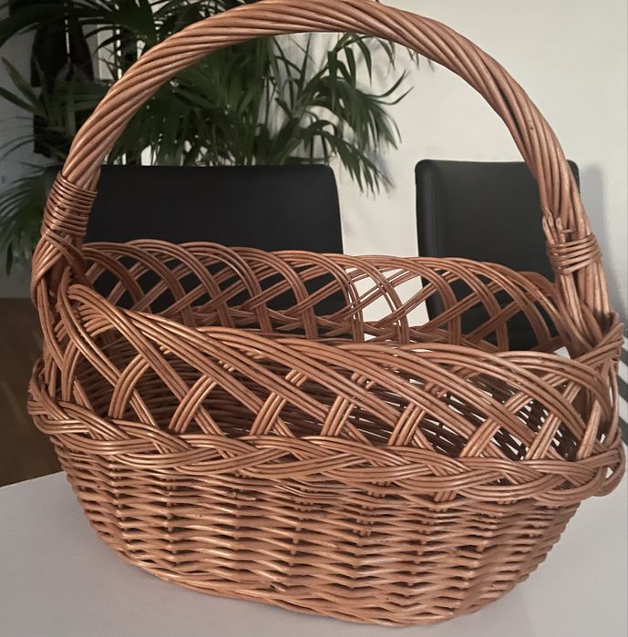 Koszyk Wiklinowy owalny z rączką 38x39x21 cm NOWY