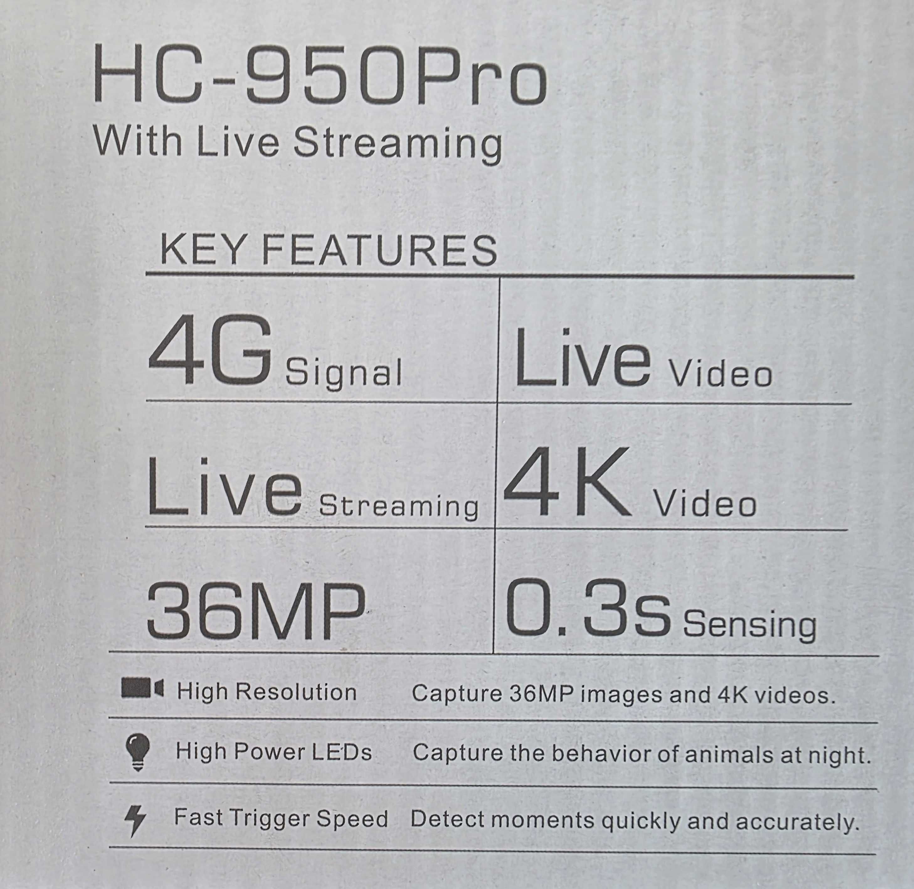 Fotopułapka Suntek HC950 Pro 4K 4G LTE , podgląd na żywo 24h
