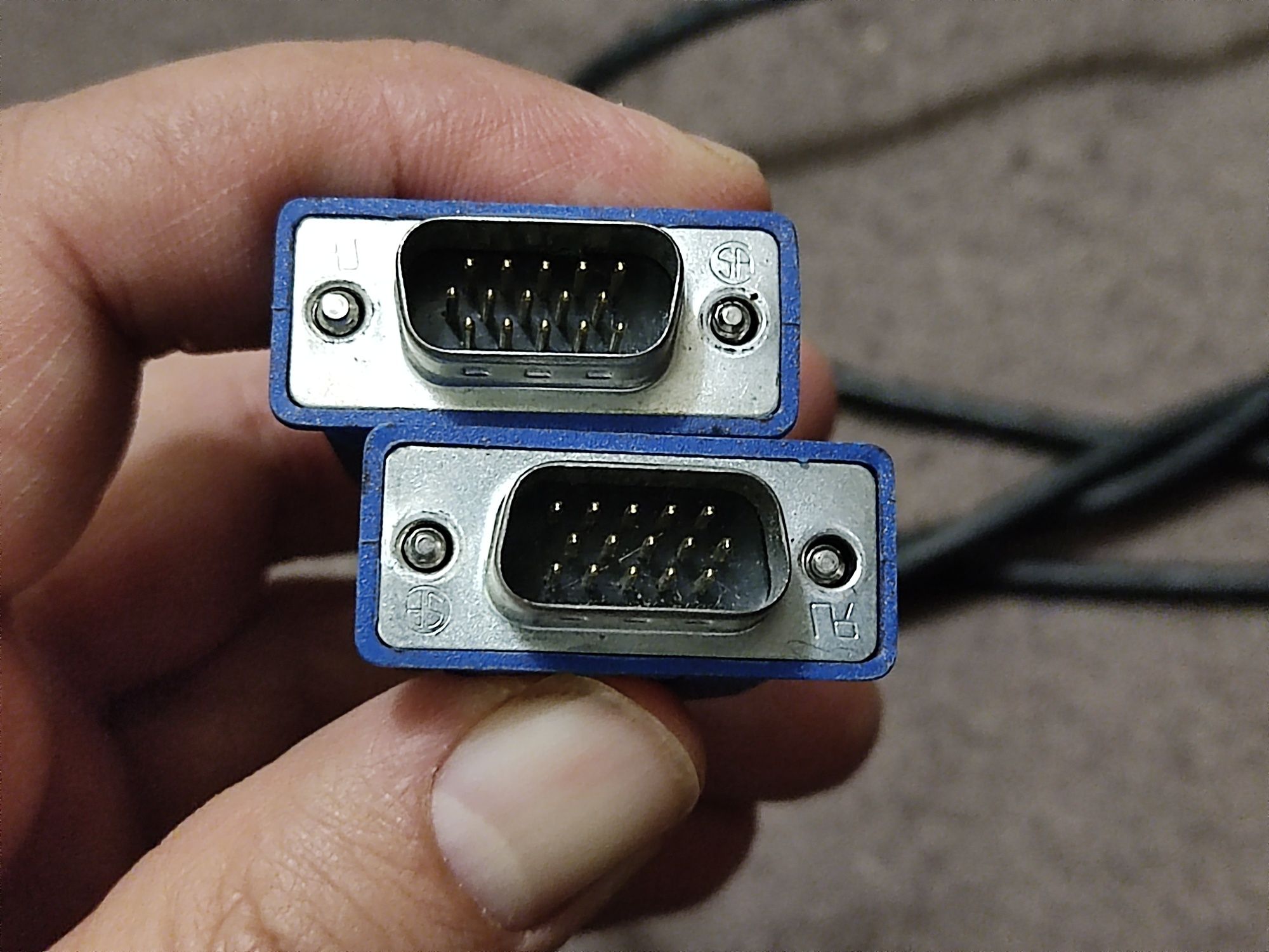Кабель VGA 3+2 1.5 m, male to male (тато-тато), 2 фериту, чорно-синій,