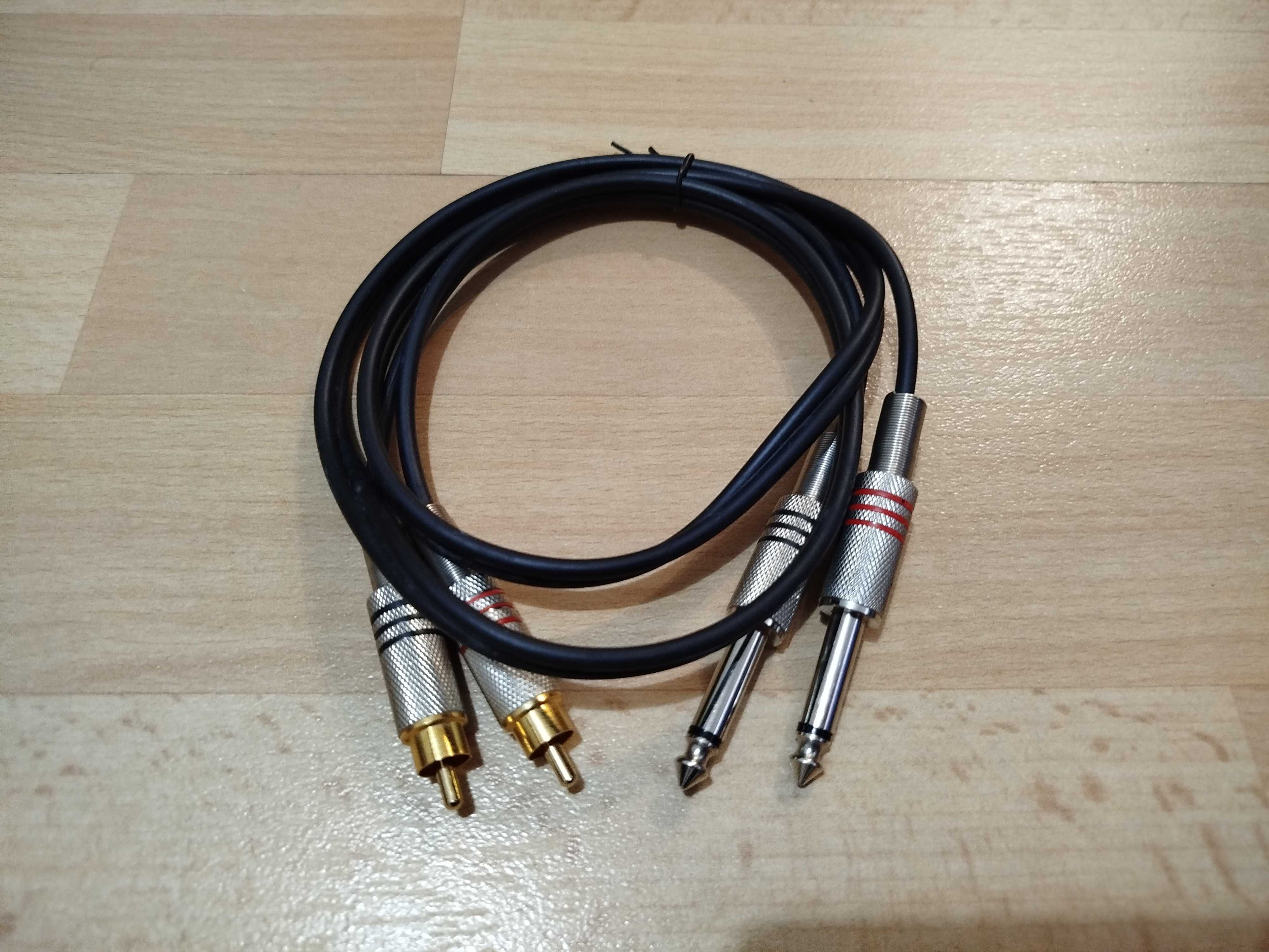 Cabo audio - 2x Jack 6.35mm Mono macho/2x RCA macho - 1m - Novo