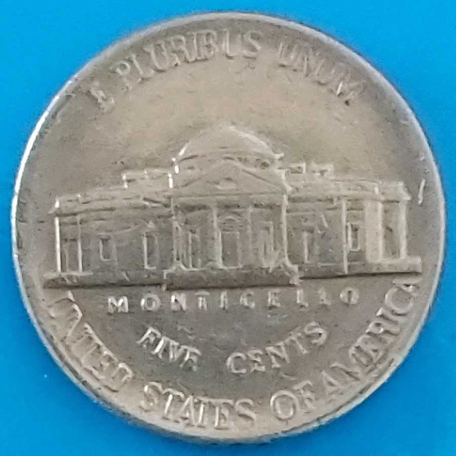 Moeda de Five Cent  de 1985*P,  USA, Thomas Jefferson, RARA c/ERROS