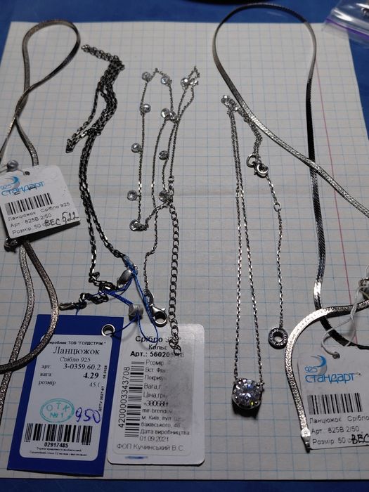 Цепочка колье срібло з фіанитами