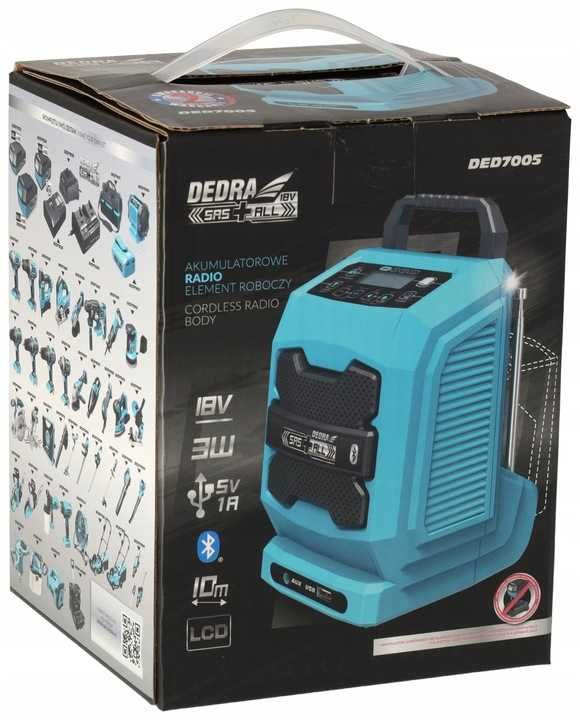 RADIO budowlane bluetooth GŁOŚNIK przenośny bezprzewDEDRA SAS+ALL USB