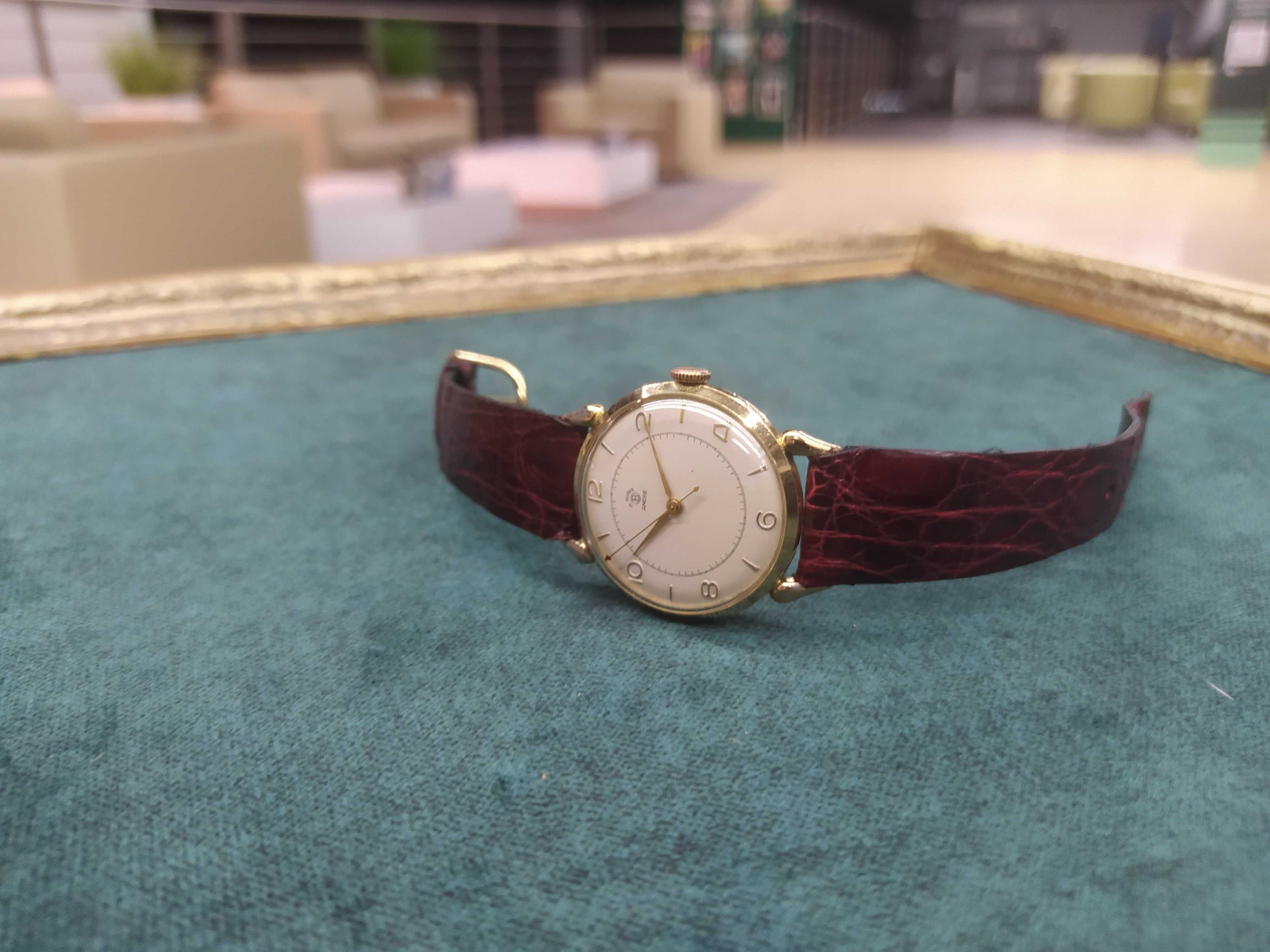 Piękny Zegarek Mechaniczny Ancre 16 Rubin Krab Złocony Vintage