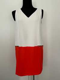 Sukienka Zara Basic biało czerwona rozmiar XL