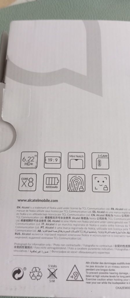 Telemóvel Vodafone Alcatel 3L desbloqueado à rede