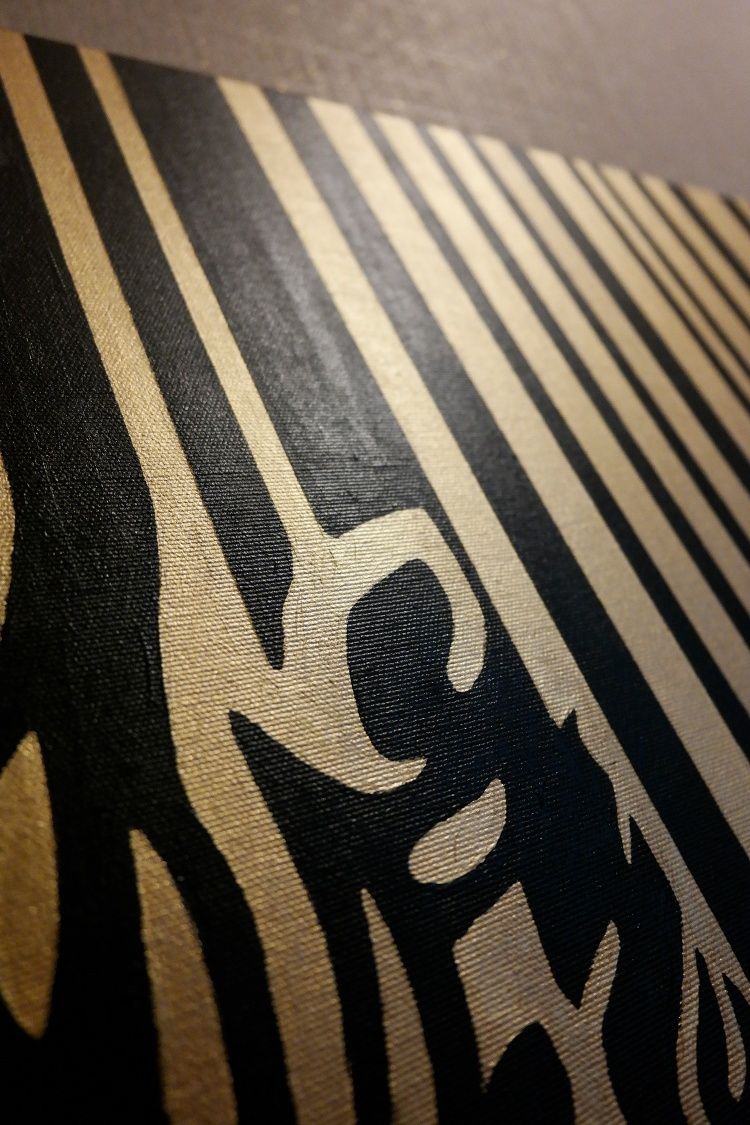 Obraz handmade złoto czarny zebra 120x90 cm