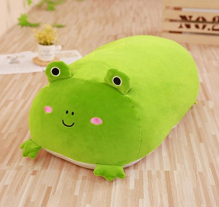 Мила м'яка мультяшна подушка-валик Жабка 28 см