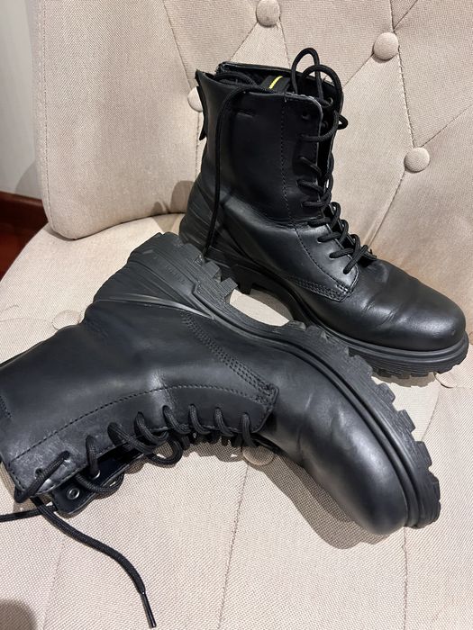 Ecco 41 botki skórzane czarne uzywane wiazane trapery workery