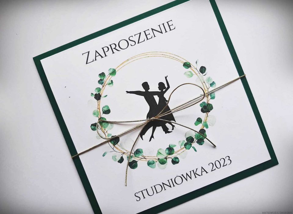 Zaproszenie na Studniówkę z kwiatami, wiankiem