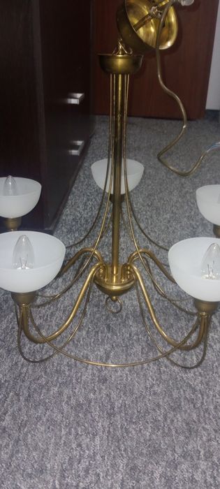 Żyrandol mosiężny lata 60