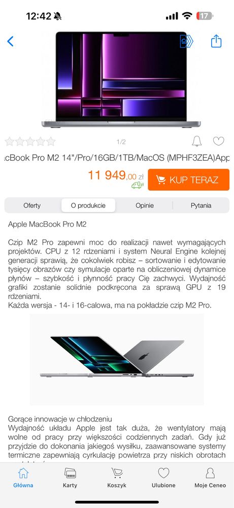 MacBook Pro 14/M2 Pro/1 TB SSD/16GB - MPHF3ZEA