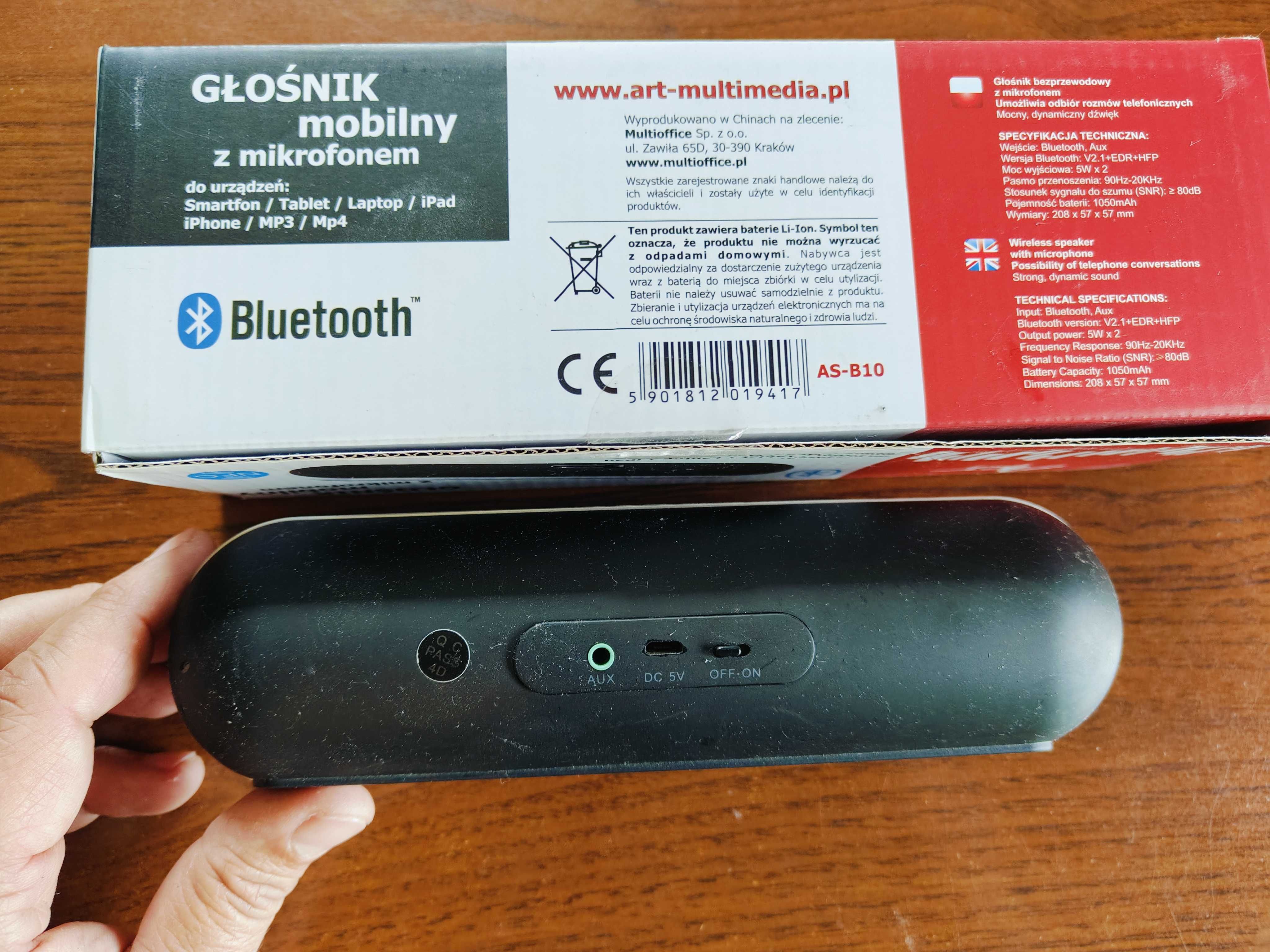 Przenośny głośnik bluetooth NFC z mikrofonem ART AS-B10 10W sprawny
