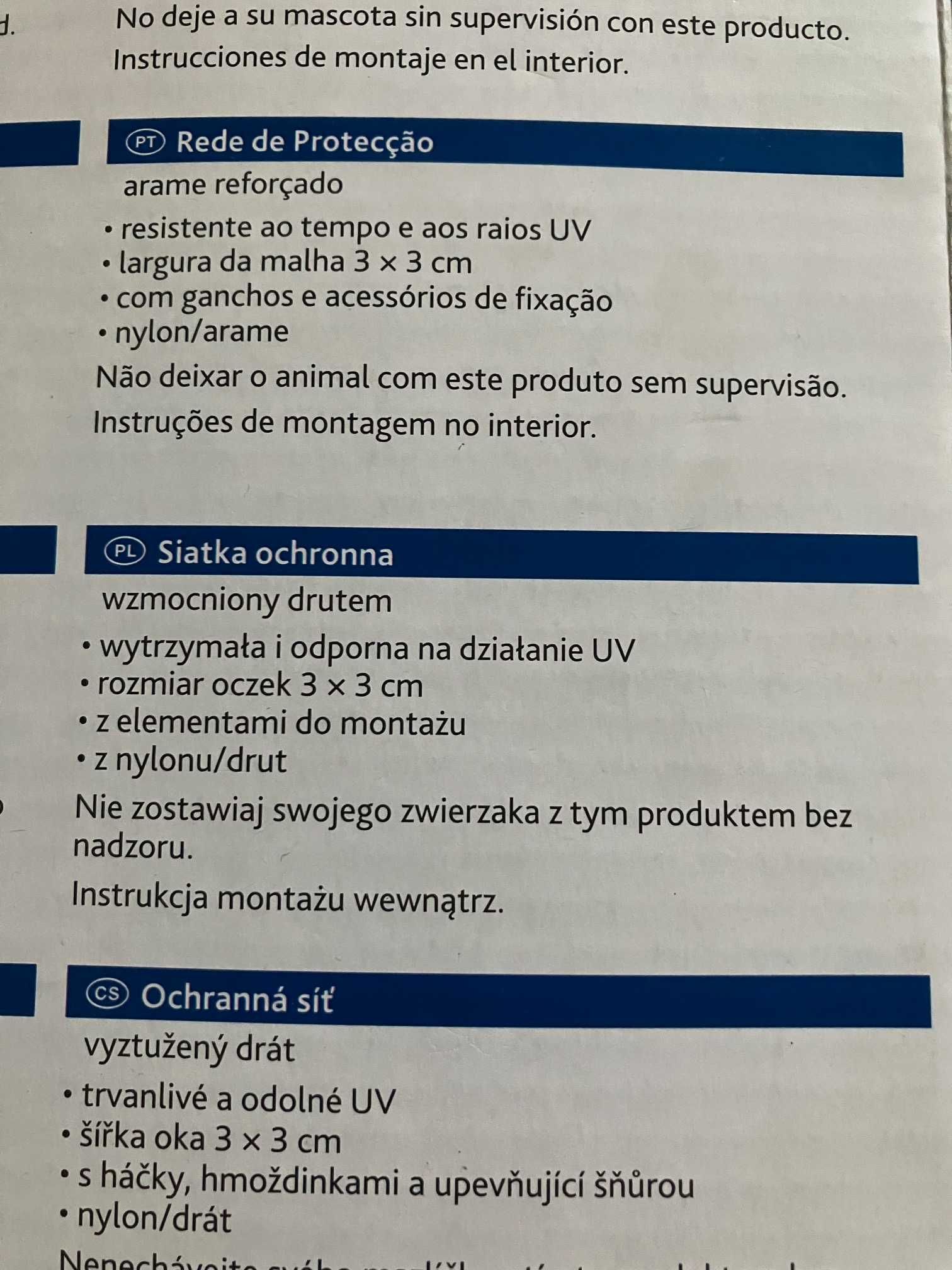 Nowa mocna siatka ochronna dla kota na balkon okno Trixie 3x2m
