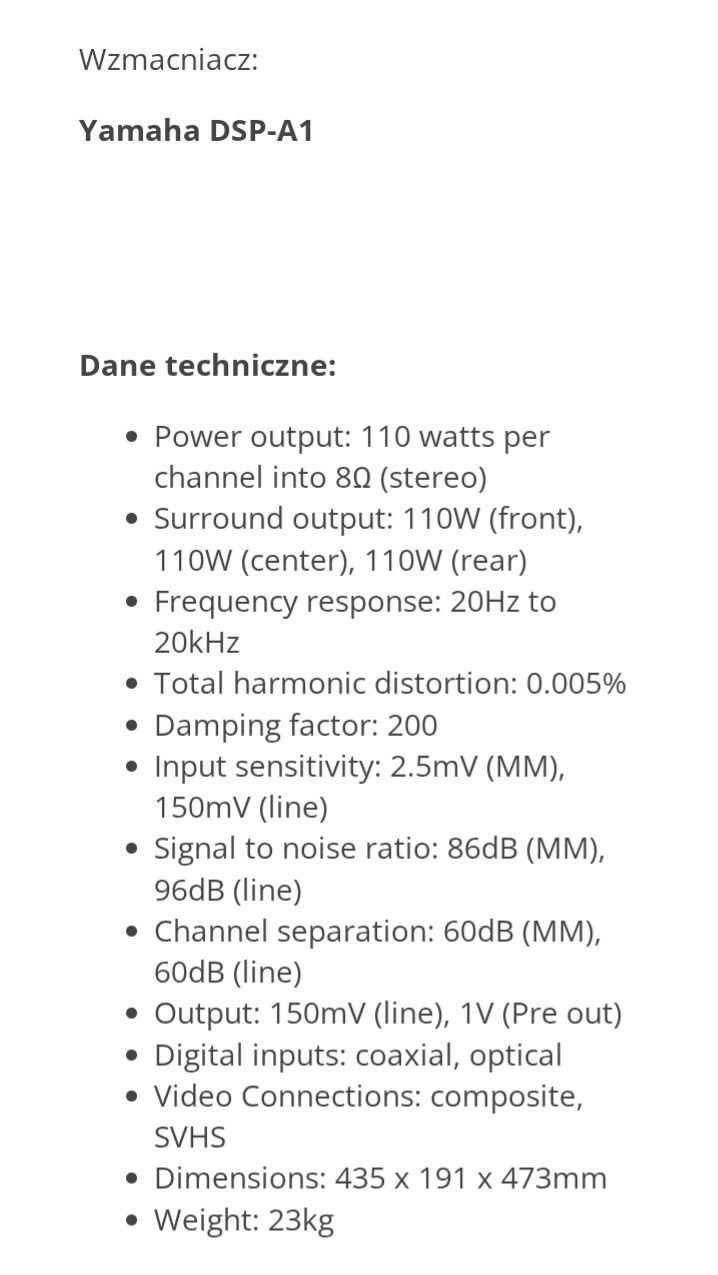 Wzmacniacz,Amplituner Yamaha DSP-A1