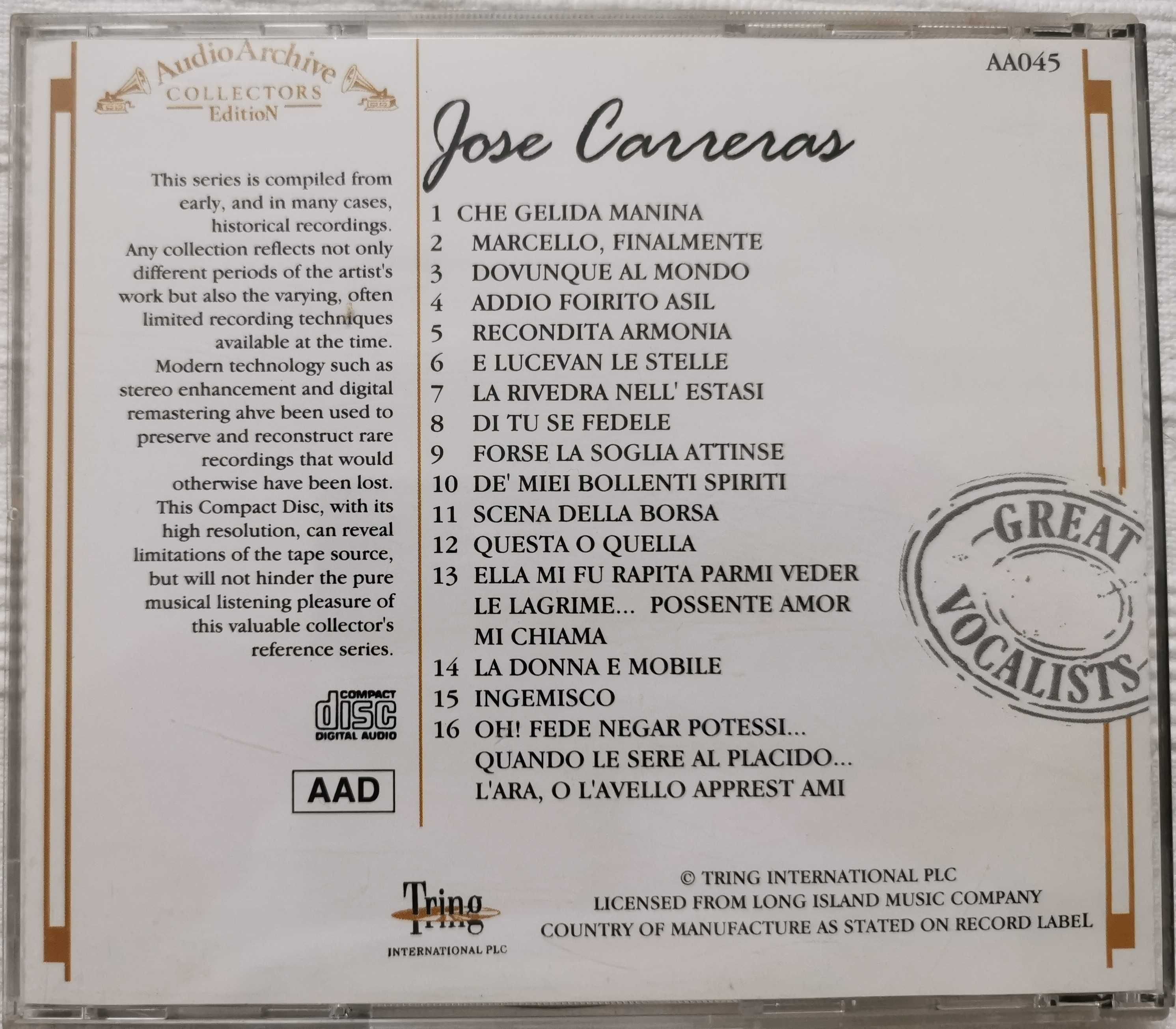 CD - Jose Carreras - Reflective Recordings 16