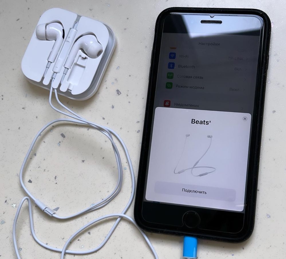 Наушники вакуумные Lightning EarPods Bluetooth iPhone, iPad