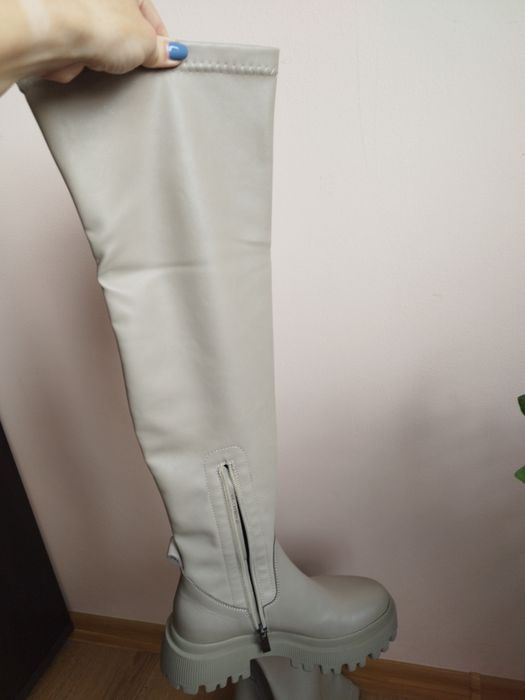 Шкіряні чоботи ботфорти осінь зима