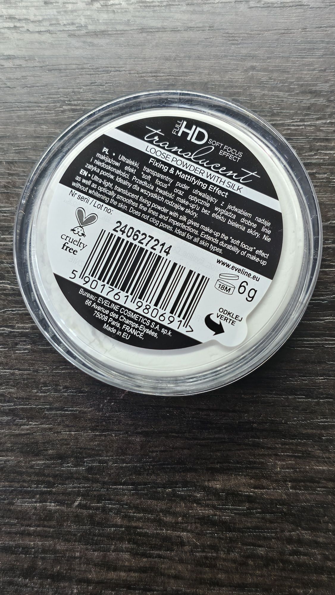 Eveline - Full Hd, Translucent Loose Powder Fixing. Sypki puder.