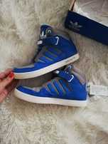 buty ADIDAS 40 2/3 wyższe niebieskie na rzepę