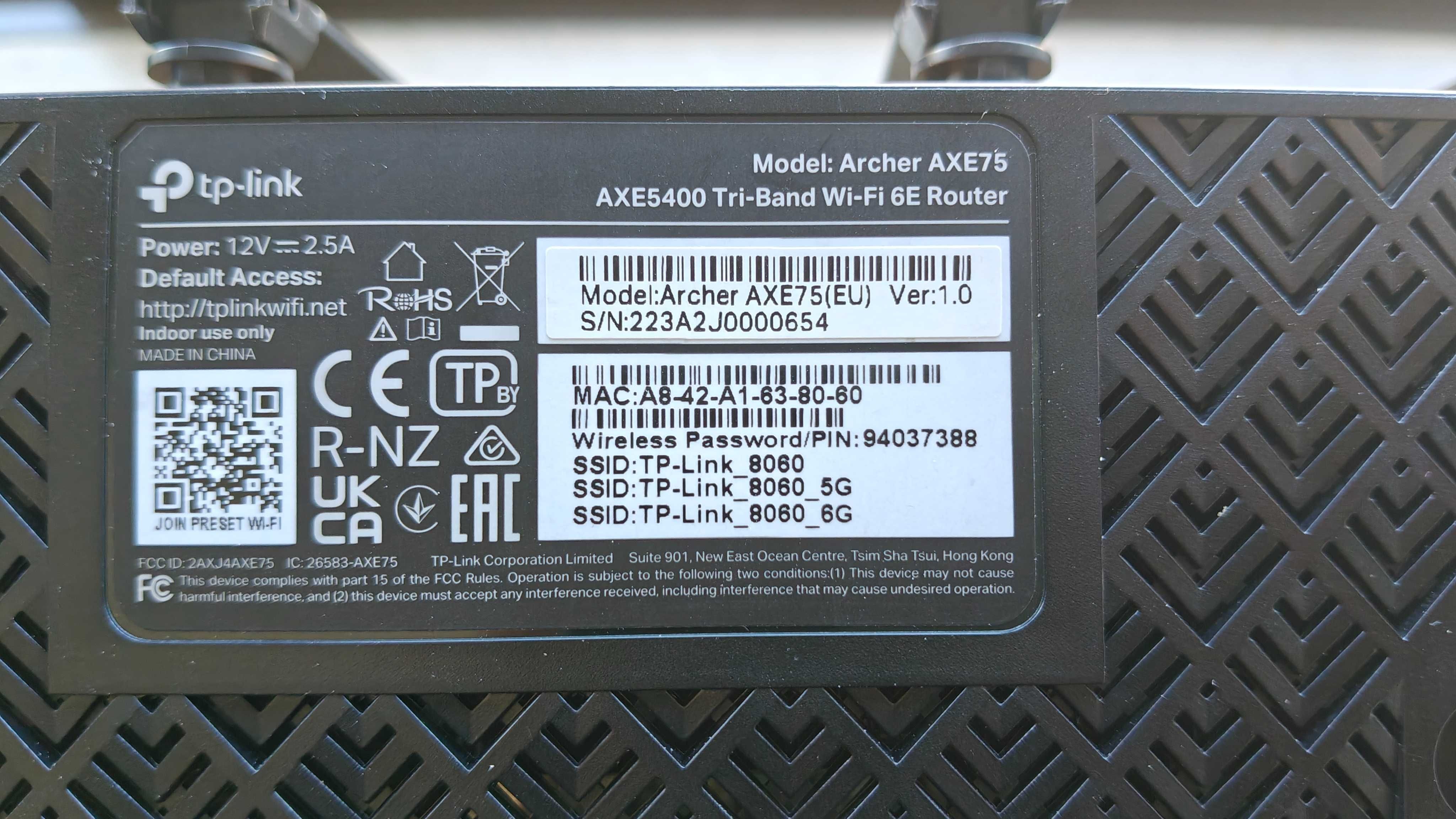 TP-Link Archer AXE75 - WiFi 6 Router AX5400 mbps