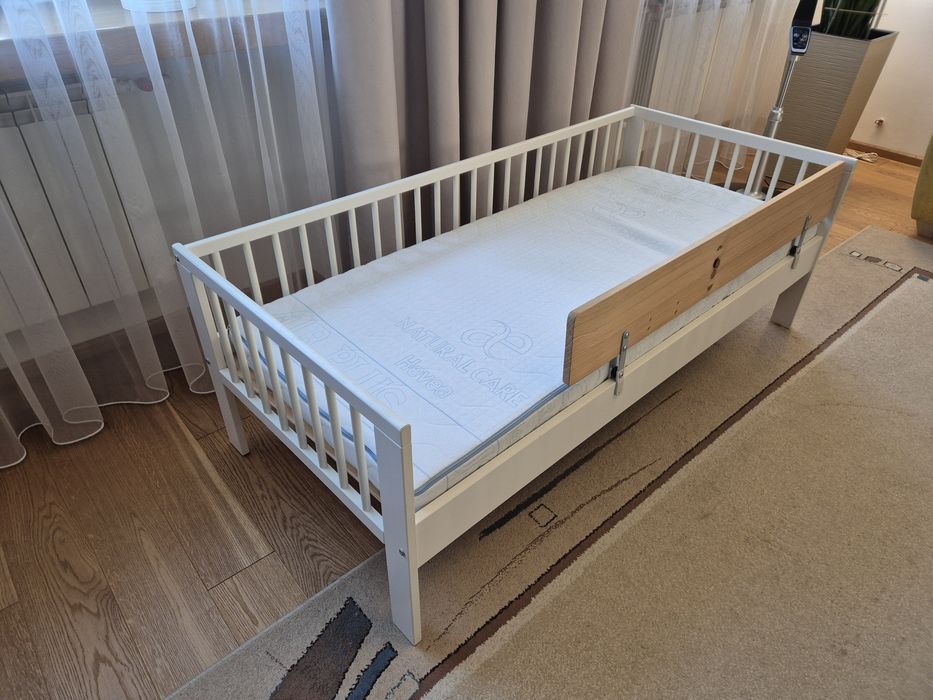 Łóżko dziecięce Ikea  160x70 gulliver 160x70 cm białe + materac + bari