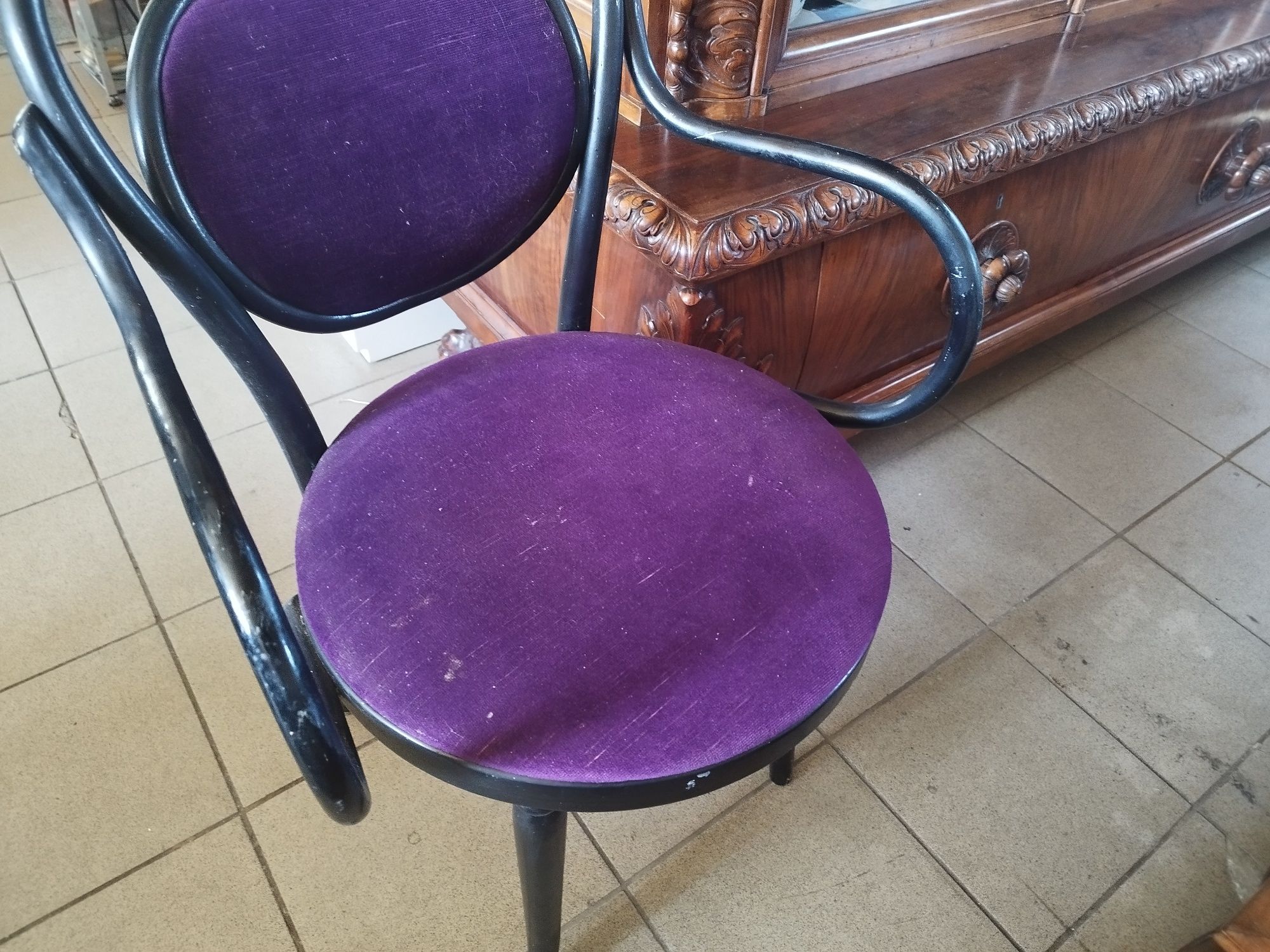 krzesło fotel gięte drewniane tapicerowane VINTAGE antyk