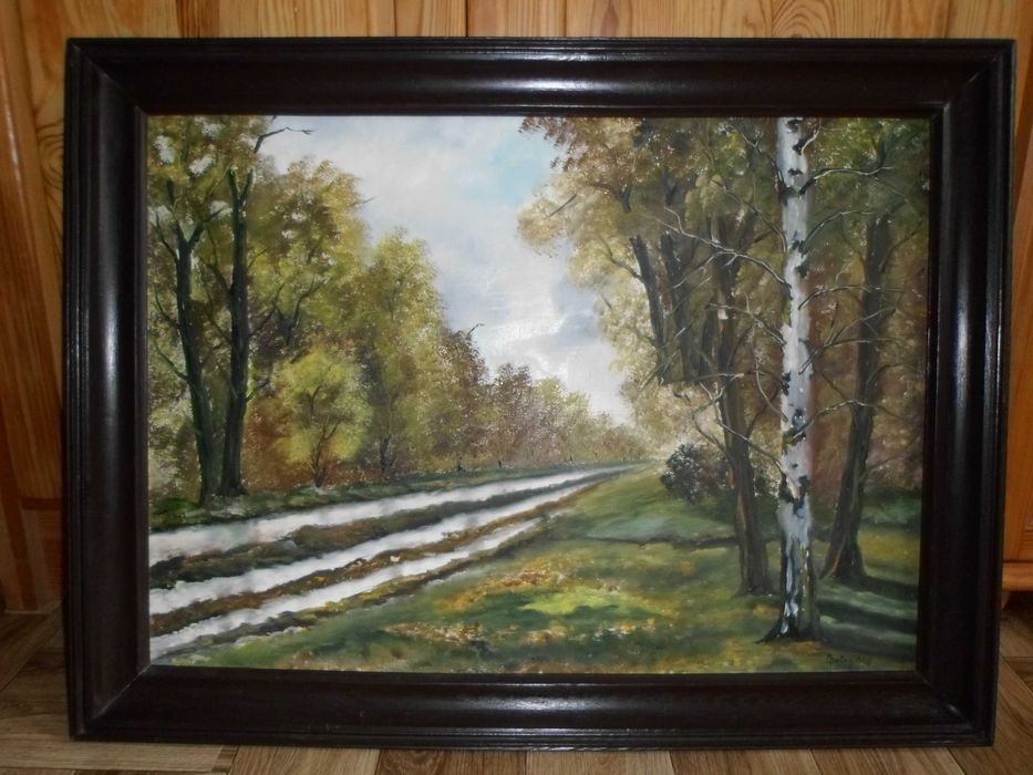 M. Butny 1998 "Droga pośród drzew" - obraz, sygnowany olej na płótnie