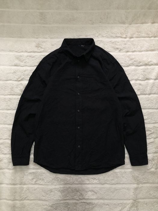 ZARA (M) Black 100% хлопок черная мужская рубашка оригинальная