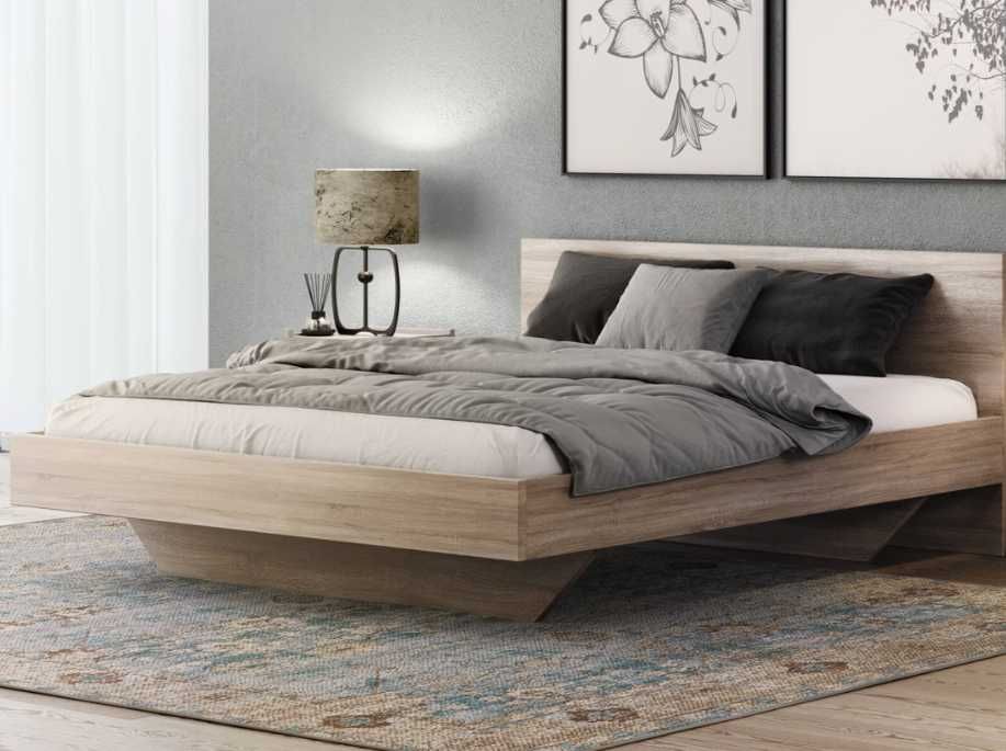 Łóżko lewitujące 160x200 dąb sonoma DM2 z płyty meblowej