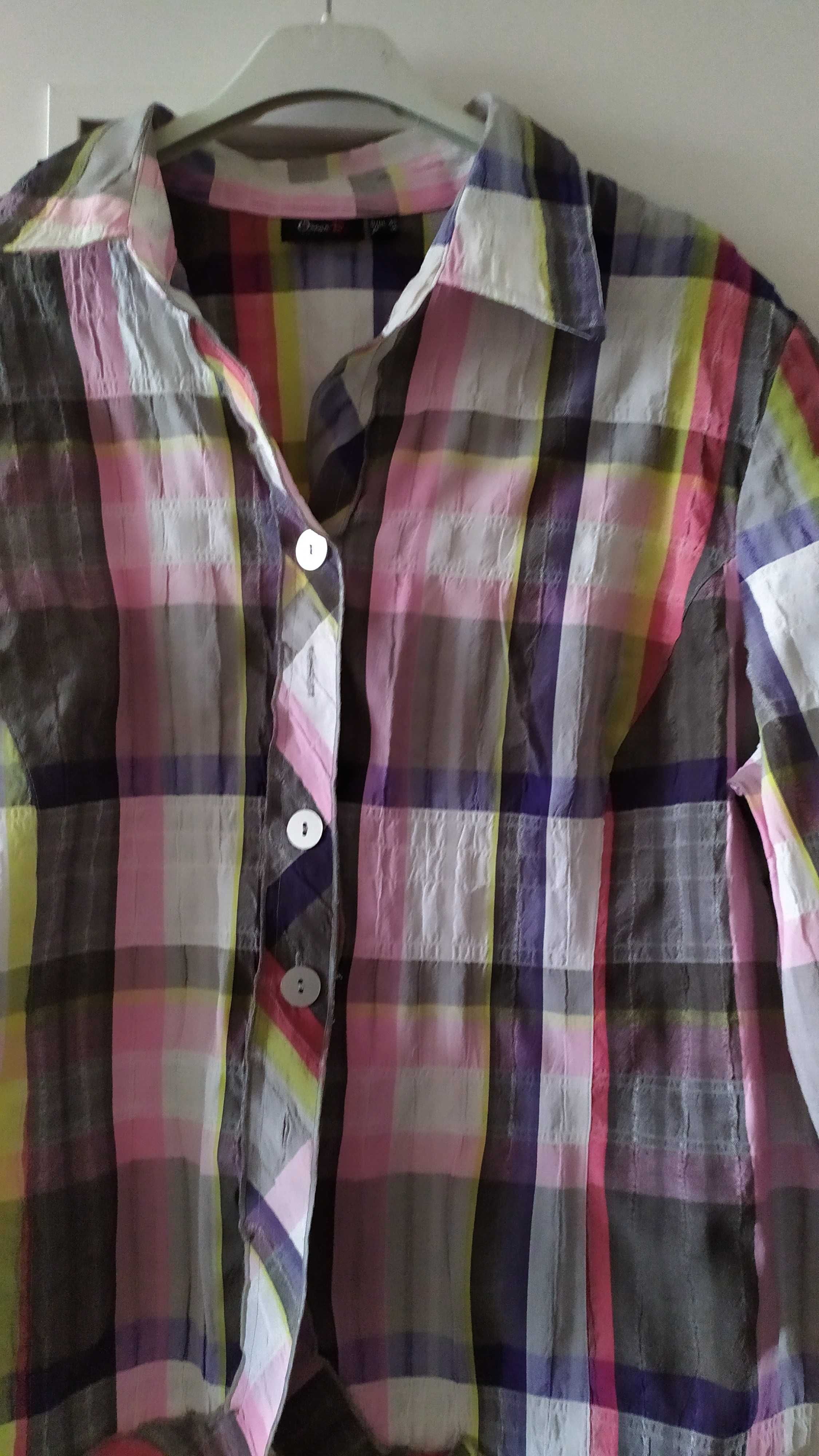 bluzka koszulowa w kolorową kratę marka Oscar rozmiar 42