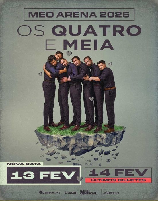 3 Bilhetes para os Quatro e Meia, Meo Arena 2026, 14 de fevereiro
