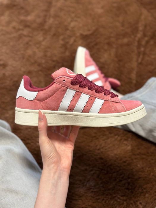 Жіночі замшеві нові кросівки Adidas Campus Pink зручні рожеві стильні