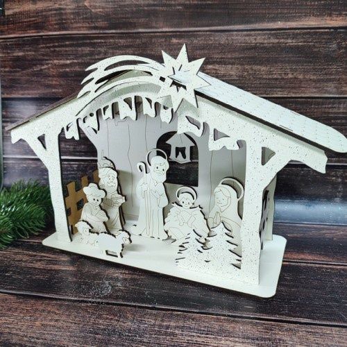 Різдвяна композиція дерев'яна вертеп декор для дому