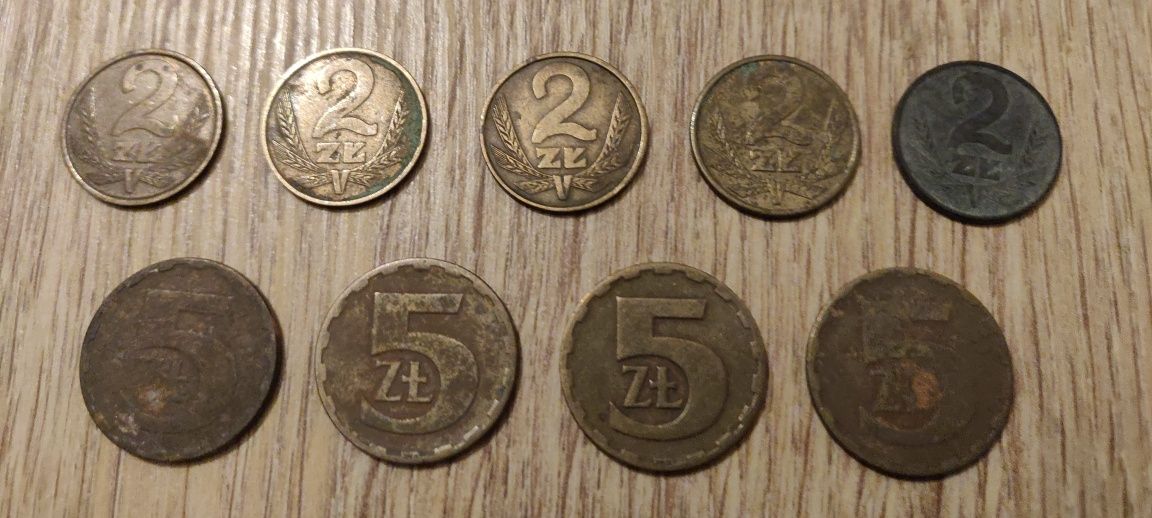 Zestaw monet polskich 2, 5 i 10 złotych - różne roczniki