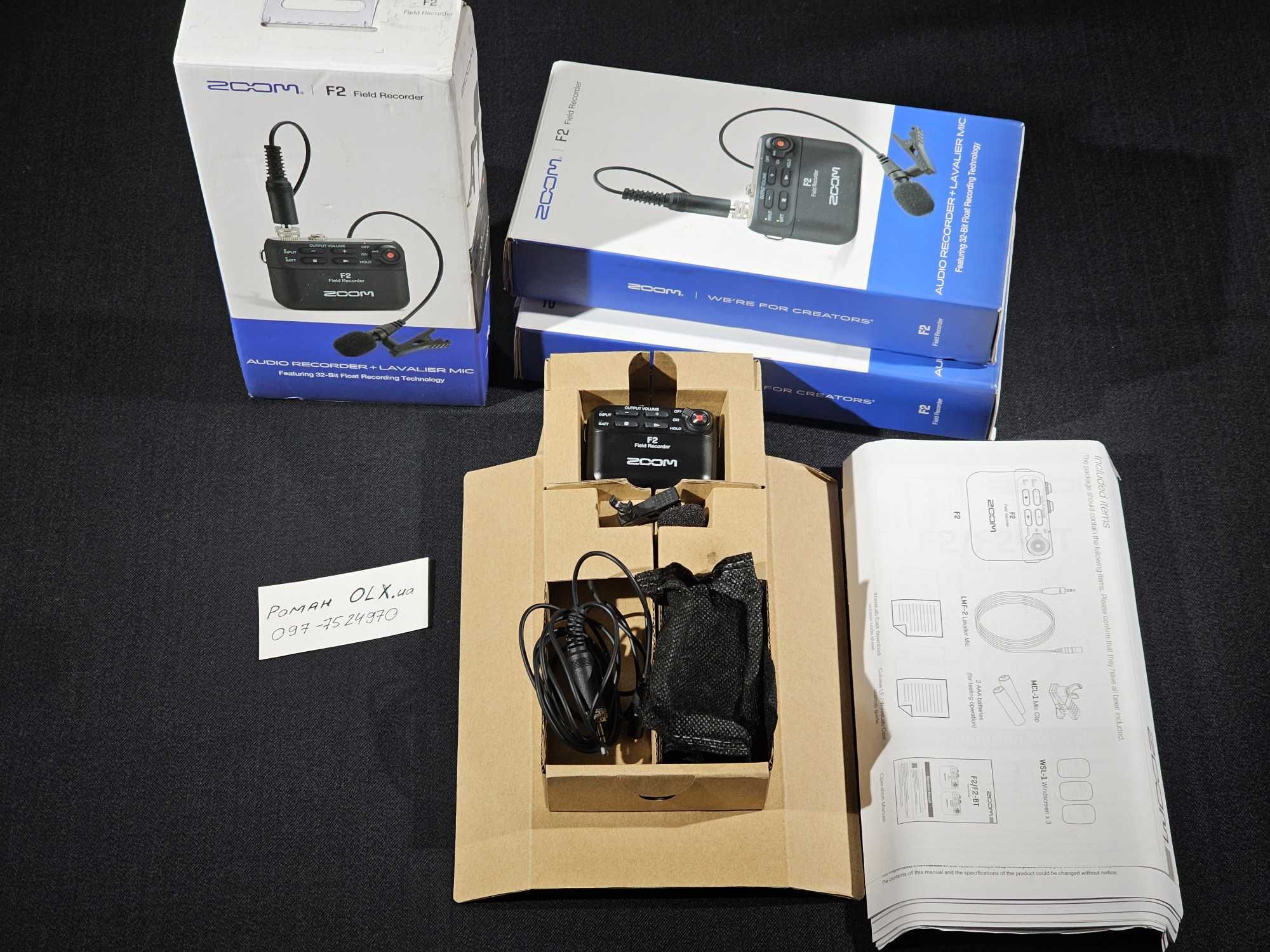 Аудіо рекордер Zoom F2 Black 32 bit Field Recorder мікрофон петля