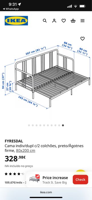 Cama extensivel IKEA FYRESDAL
