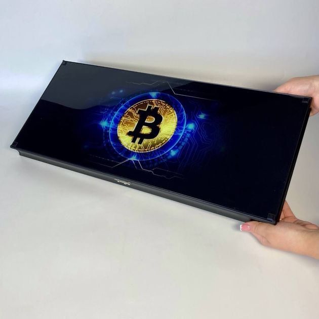 Нарди Gross Meister Bitcoin з гартованого скла 61х27х5 см Чорні