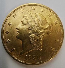 20 dolarów USA 1899 oryginalna złota moneta