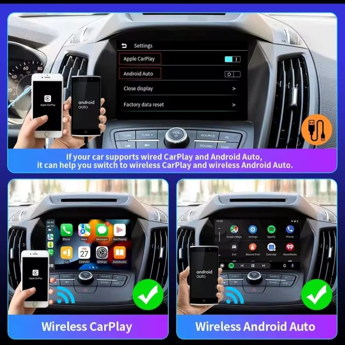 Bezprzewodowy CarPlay & Android Auto - adapter