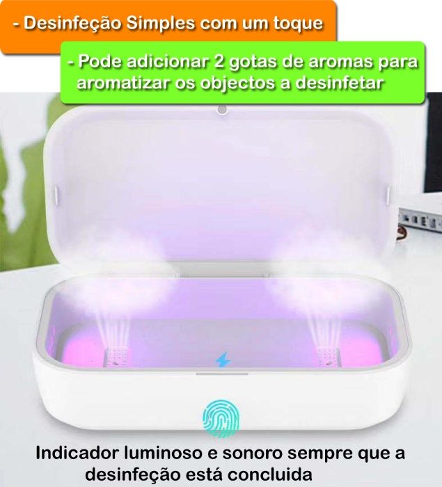 Esterilizador UV telemóvel chaves carregador sem fios aromatizador