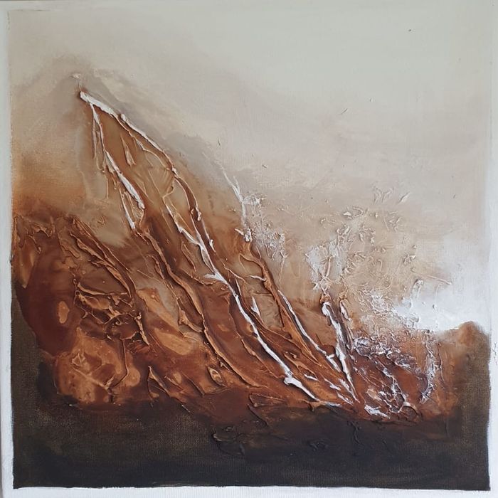 Obraz 3D minimal abstract art 120x110 brąz beż salon prezent