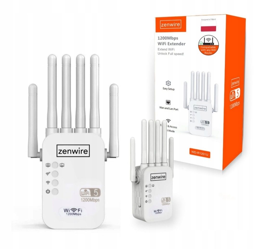 Wzmacniacz Sygnału Repeater WiFi 5 Zewnętrzny Repeater Access 1200 mb