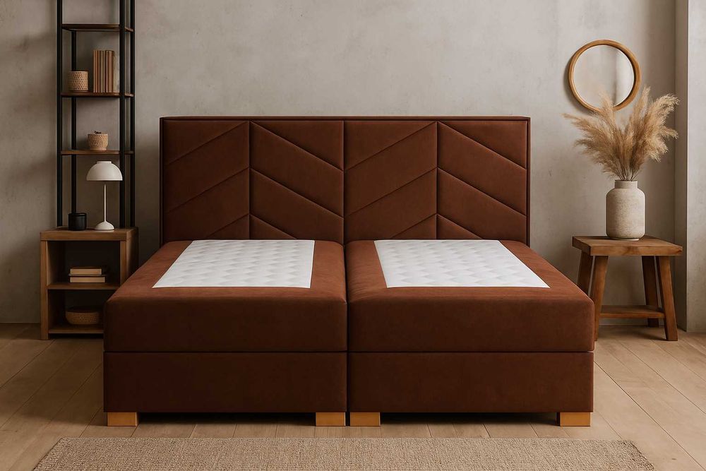 Łóżko kontynentalne Jodełka 140x200 materac pojemnik Producent