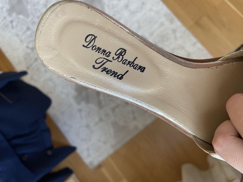 Шлепки золотые кожаные Турция